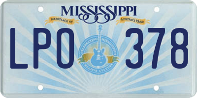 MS license plate LPO378