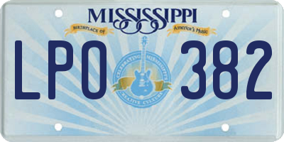 MS license plate LPO382