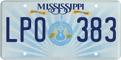 MS license plate LPO383