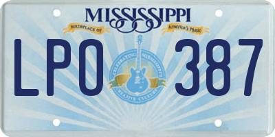 MS license plate LPO387