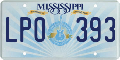 MS license plate LPO393