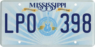 MS license plate LPO398