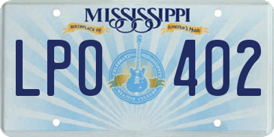 MS license plate LPO402