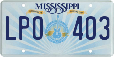 MS license plate LPO403