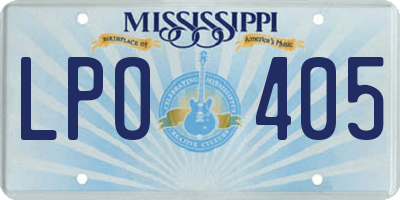 MS license plate LPO405