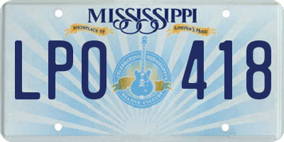 MS license plate LPO418