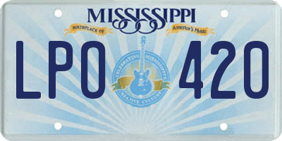 MS license plate LPO420