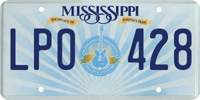 MS license plate LPO428
