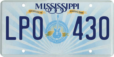 MS license plate LPO430