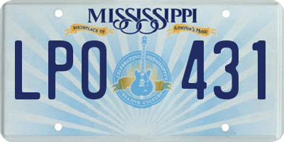 MS license plate LPO431
