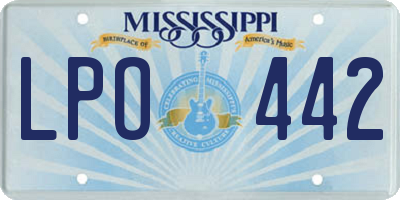 MS license plate LPO442