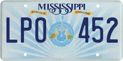 MS license plate LPO452