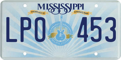 MS license plate LPO453