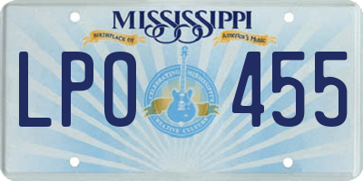 MS license plate LPO455