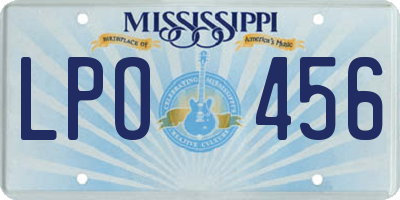 MS license plate LPO456