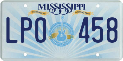 MS license plate LPO458
