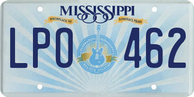 MS license plate LPO462