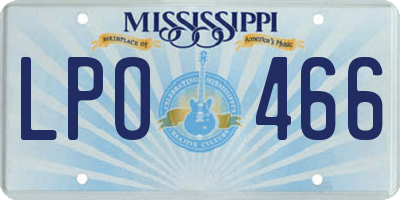MS license plate LPO466