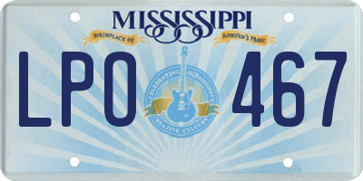 MS license plate LPO467