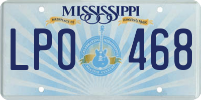 MS license plate LPO468