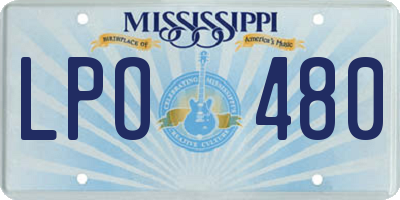 MS license plate LPO480