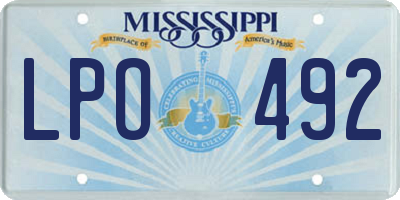MS license plate LPO492