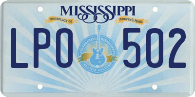 MS license plate LPO502
