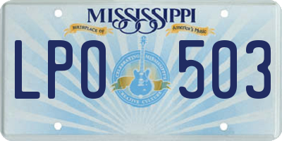 MS license plate LPO503