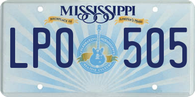 MS license plate LPO505