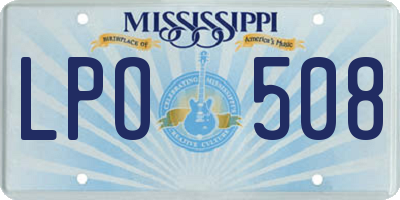 MS license plate LPO508