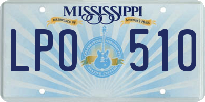 MS license plate LPO510