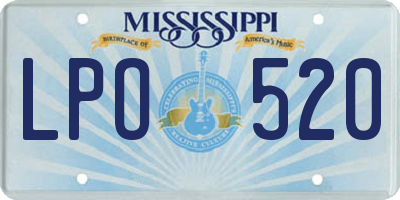 MS license plate LPO520