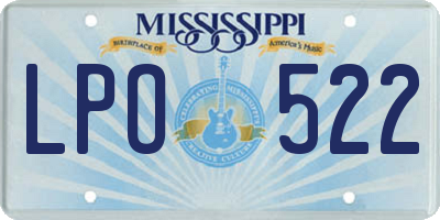 MS license plate LPO522