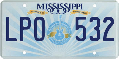 MS license plate LPO532