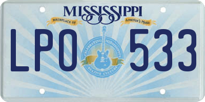 MS license plate LPO533
