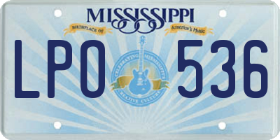 MS license plate LPO536