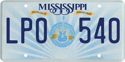 MS license plate LPO540