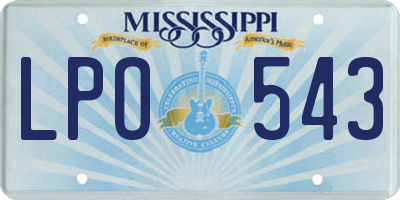MS license plate LPO543