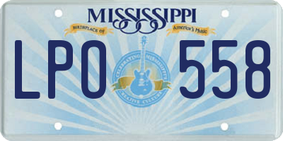 MS license plate LPO558