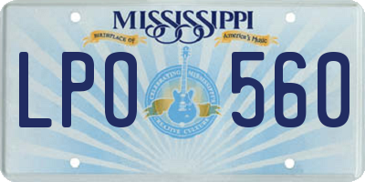 MS license plate LPO560