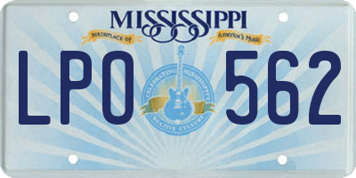 MS license plate LPO562