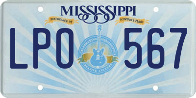 MS license plate LPO567