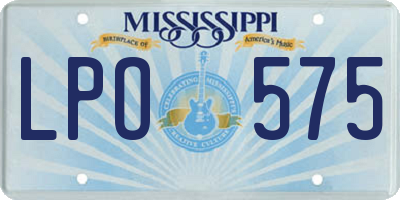 MS license plate LPO575