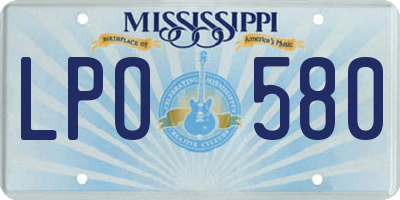 MS license plate LPO580