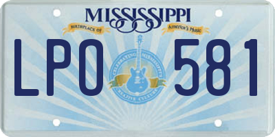 MS license plate LPO581