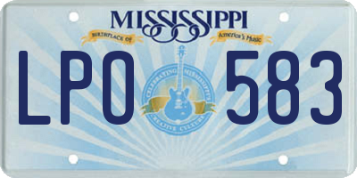MS license plate LPO583