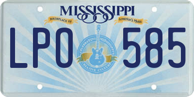 MS license plate LPO585