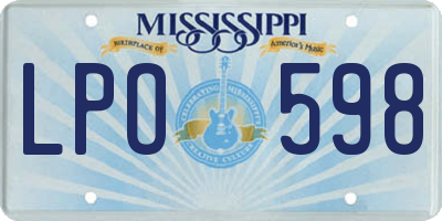 MS license plate LPO598