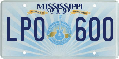 MS license plate LPO600