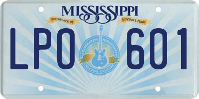 MS license plate LPO601